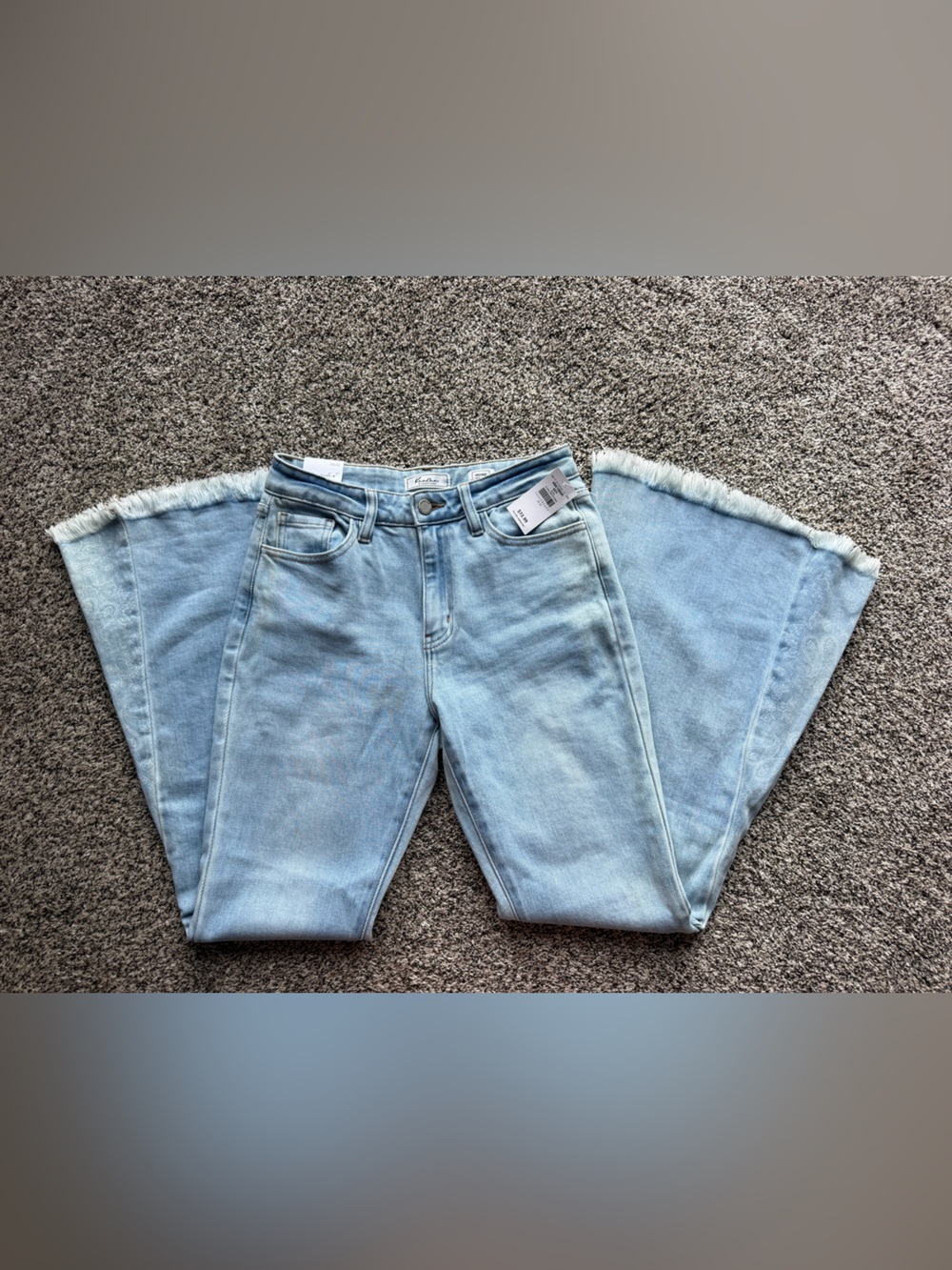 KanCan Light Blue High-Rise Wide Leg Jeans with Raw Hem